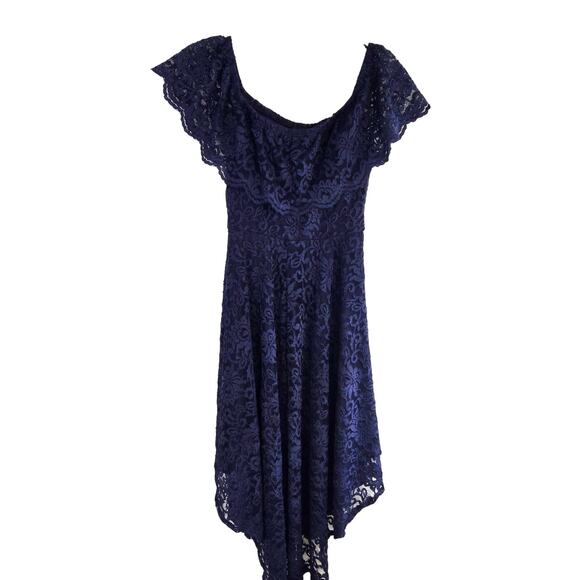 Windsor Women's Dress Medium M Blue Lace Hi Low Sleeveless Misses Size 8 10 - Picture 6 of 8